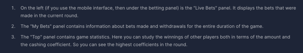 Livebets and statistic in the game